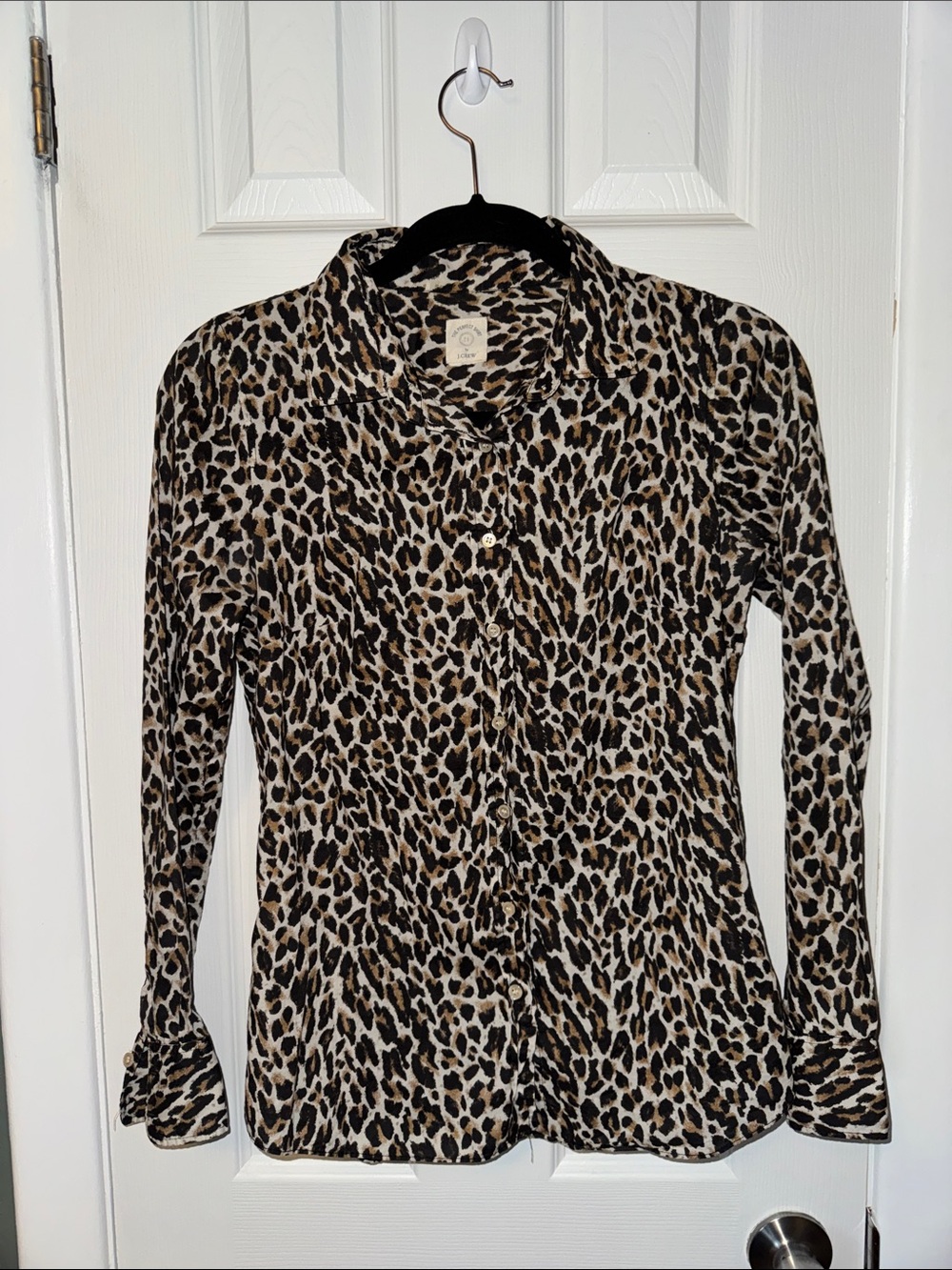 J. Crew Leopard Print Button-Down Shirt in Beige, Brown and Black